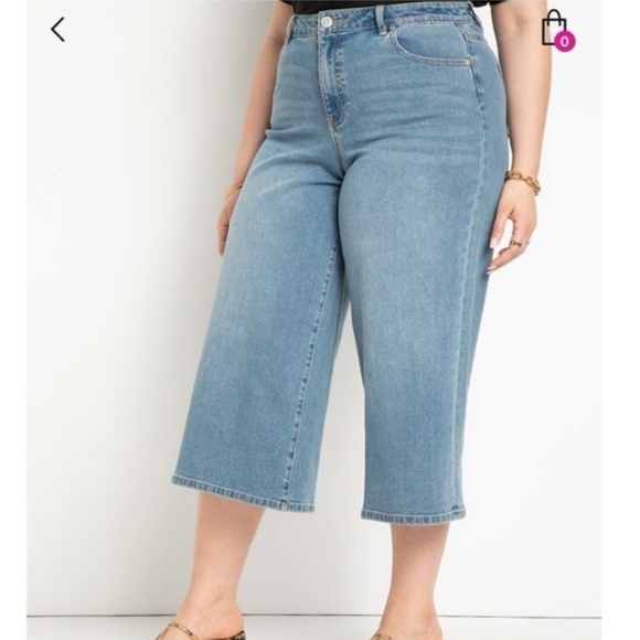 Eloquii Cropped Wide Leg Jeans Light Wash 14 C - Picture 1 of 9